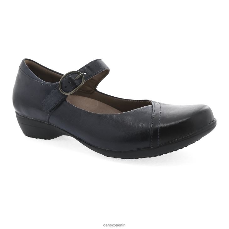 Dansko Frauen fawna Marineblaues, brüniertes Kalbsleder Mary janes L6BV60151