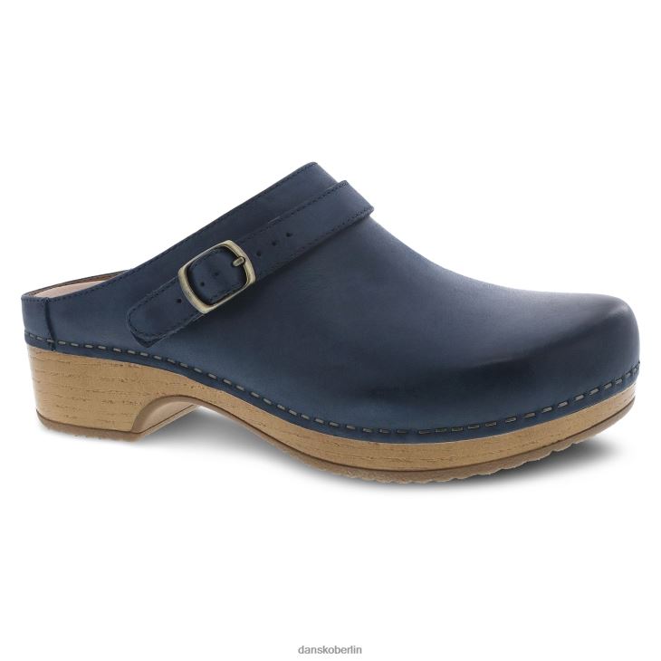Dansko Frauen Beere Marineblau brüniertes Vollnarbenleder Pantoletten und Slipper L6BV60167
