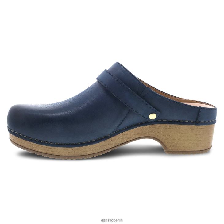 Dansko Frauen Beere Marineblau brüniertes Vollnarbenleder Pantoletten und Slipper L6BV60167