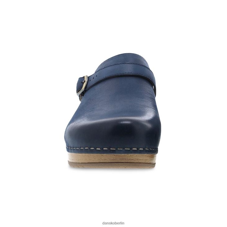 Dansko Frauen Beere Marineblau brüniertes Vollnarbenleder Pantoletten und Slipper L6BV60167