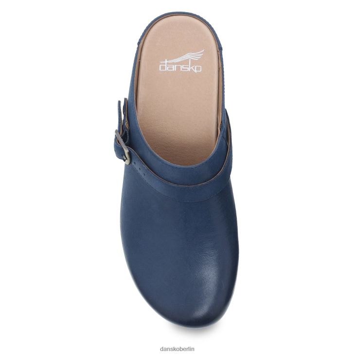 Dansko Frauen Beere Marineblau brüniertes Vollnarbenleder Pantoletten und Slipper L6BV60167