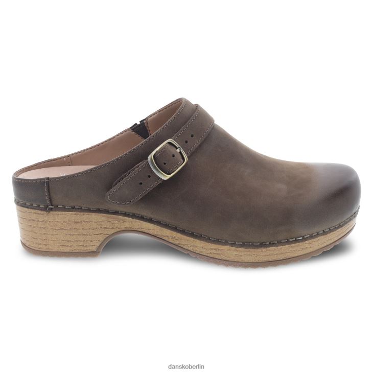 Dansko Frauen Beere Pilzfarbenes, brüniertes Nubukleder Pantoletten und Slipper L6BV60165