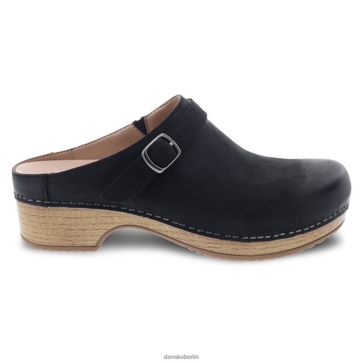Dansko Frauen Beere schwarz brüniertes Nubuk Pantoletten und Slipper L6BV60166