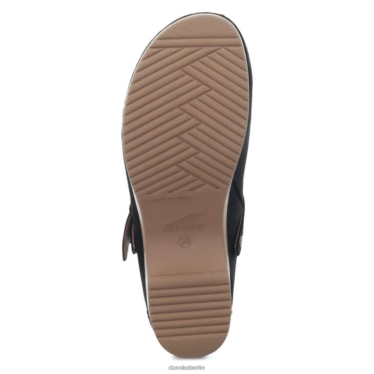 Dansko Frauen Beere schwarz brüniertes Nubuk Pantoletten und Slipper L6BV60166