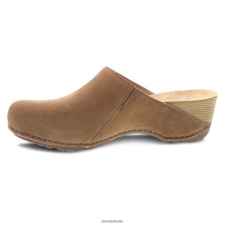 Dansko Frauen Talulah hellbraunes, gefrästes Nubukleder Pantoletten und Slipper L6BV60185