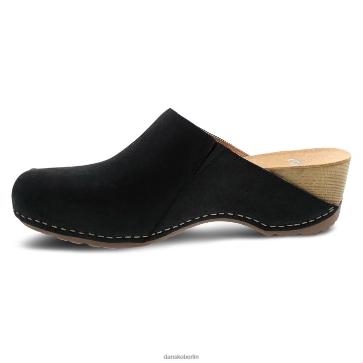 Dansko Frauen Talulah schwarzes gefrästes Nubuk Pantoletten und Slipper L6BV60187