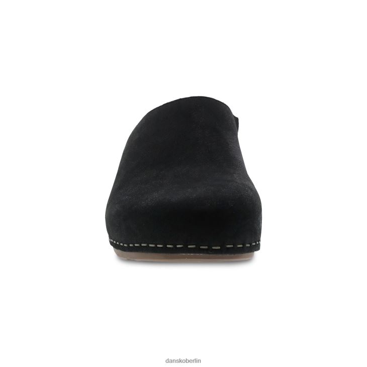Dansko Frauen Talulah schwarzes gefrästes Nubuk Pantoletten und Slipper L6BV60187