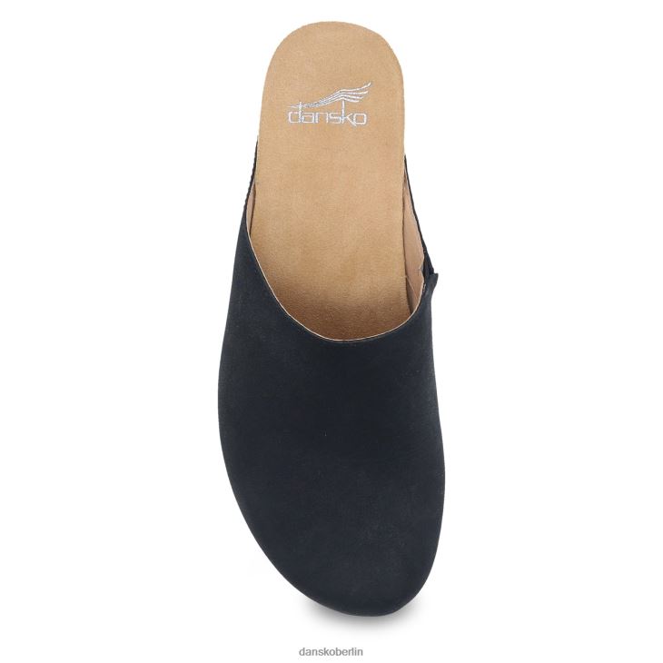 Dansko Frauen Talulah schwarzes gefrästes Nubuk Pantoletten und Slipper L6BV60187