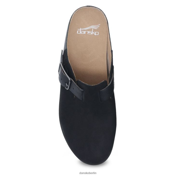 Dansko Frauen caia schwarzes gefrästes Nubuk Pantoletten und Slipper L6BV60183