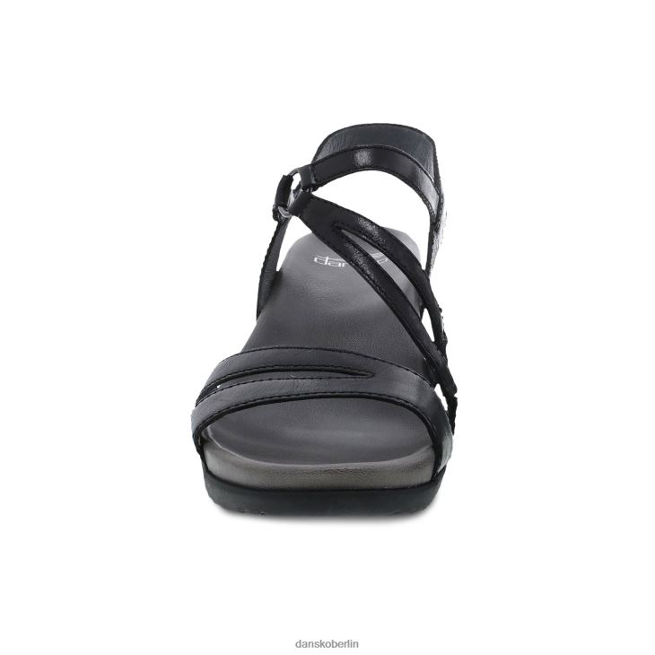 Dansko Frauen Addyson schwarz glasiertes Leder Sandalen L6BV60116
