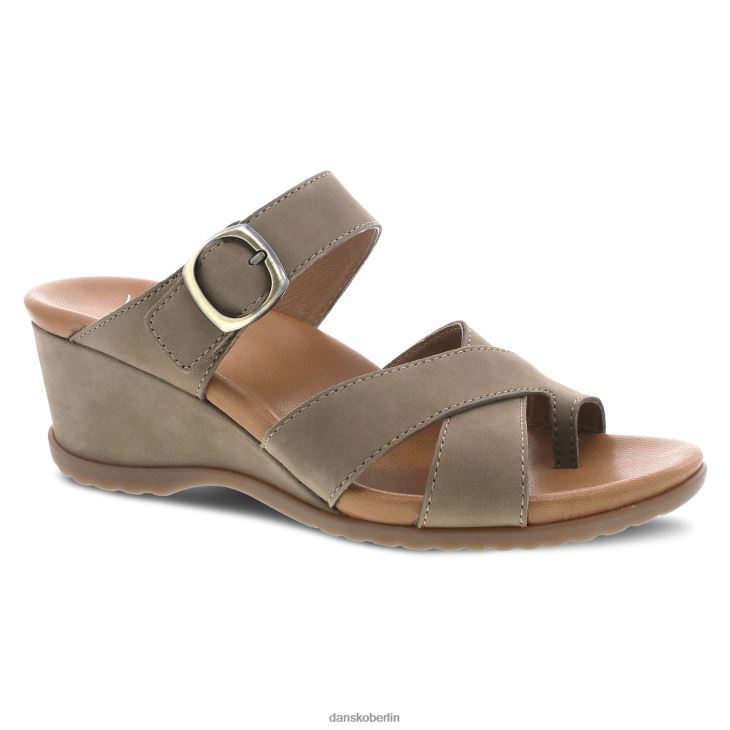 Dansko Frauen Aubree taupefarbenes Nubuk Sandalen L6BV60131