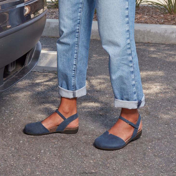 Dansko Frauen Eberesche Marineblaues, gefrästes Nubukleder Sandalen L6BV60104