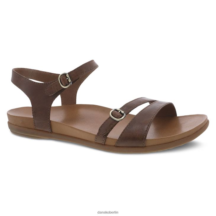 Dansko Frauen Janelle hellbraunes, glasiertes Leder Sandalen L6BV6088