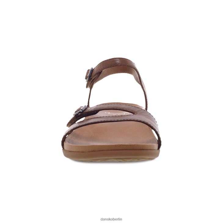 Dansko Frauen Janelle hellbraunes, glasiertes Leder Sandalen L6BV6088
