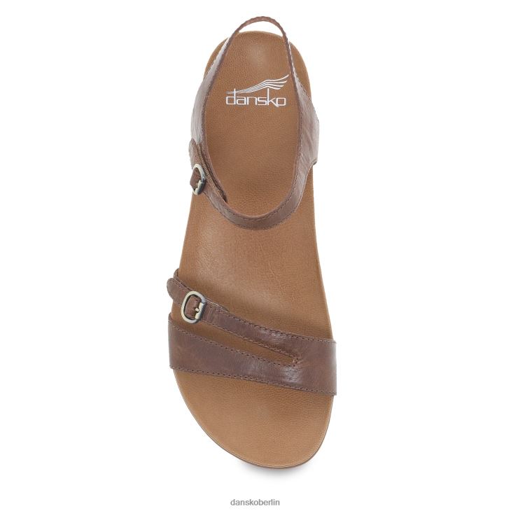 Dansko Frauen Janelle hellbraunes, glasiertes Leder Sandalen L6BV6088