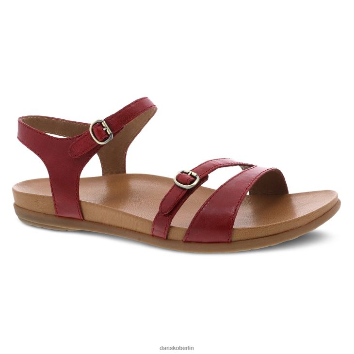 Dansko Frauen Janelle rot glasiertes Leder Sandalen L6BV6087