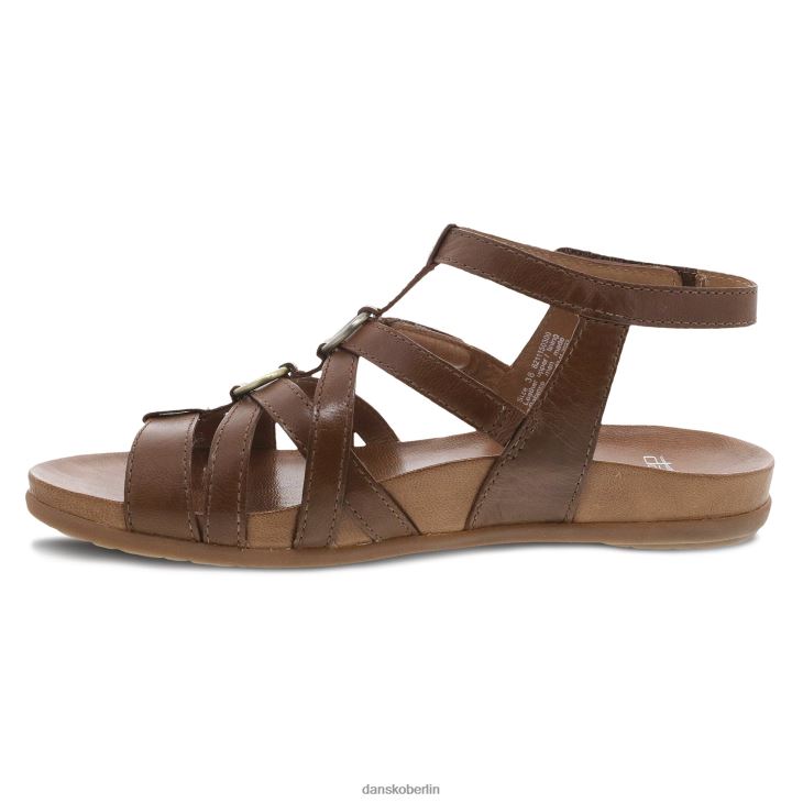 Dansko Frauen Jolene hellbraunes, glasiertes Leder Sandalen L6BV6085