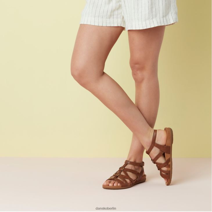 Dansko Frauen Jolene hellbraunes, glasiertes Leder Sandalen L6BV6085