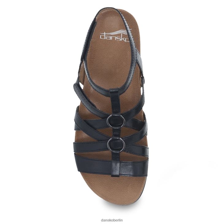 Dansko Frauen Jolene schwarz glasiertes Leder Sandalen L6BV6086