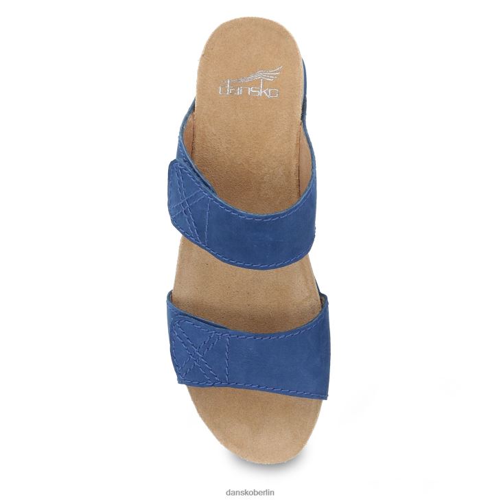 Dansko Frauen Maddy blau gefrästes Nubuk Sandalen L6BV60149