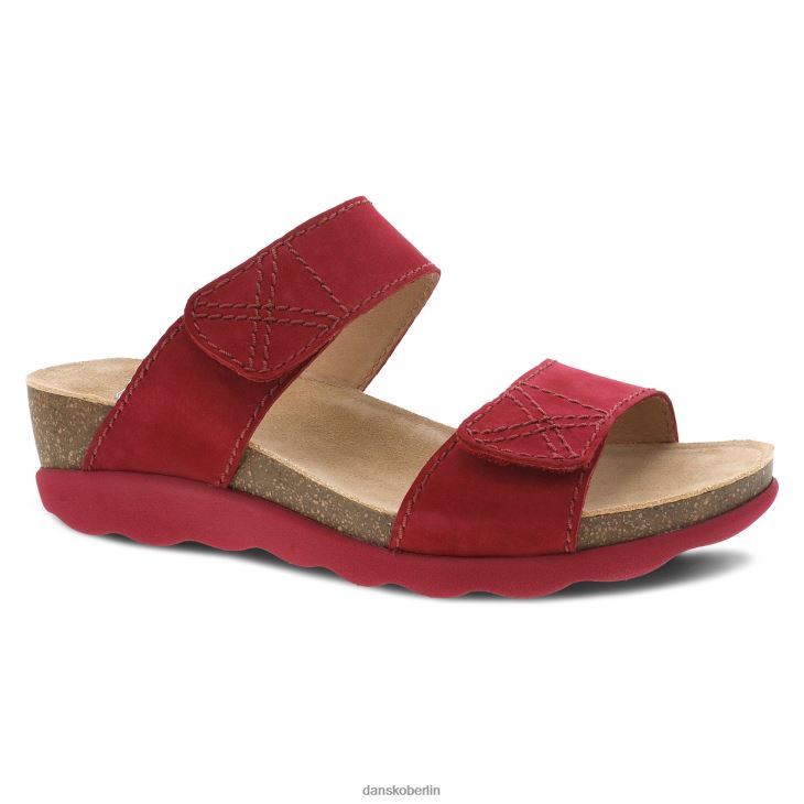 Dansko Frauen Maddy rot gemahlenes Nubuk Sandalen L6BV60146