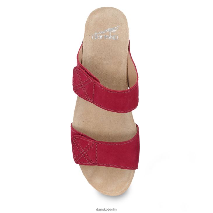 Dansko Frauen Maddy rot gemahlenes Nubuk Sandalen L6BV60146