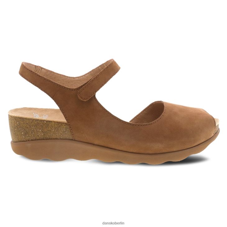 Dansko Frauen Marcy hellbraunes, gefrästes Nubukleder Sandalen L6BV60144