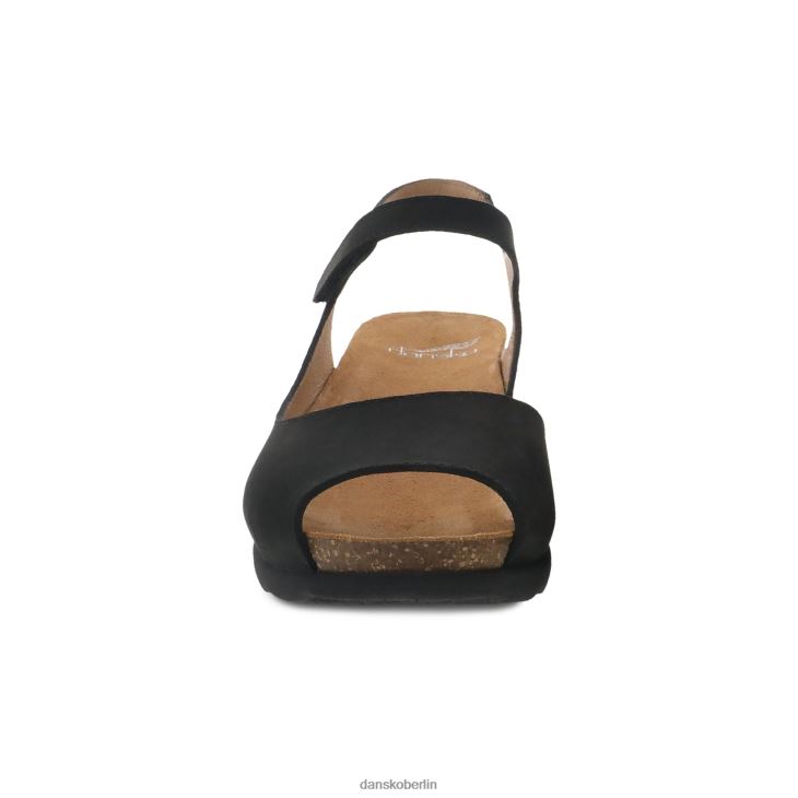 Dansko Frauen Marcy schwarzes gefrästes Nubuk Sandalen L6BV60143