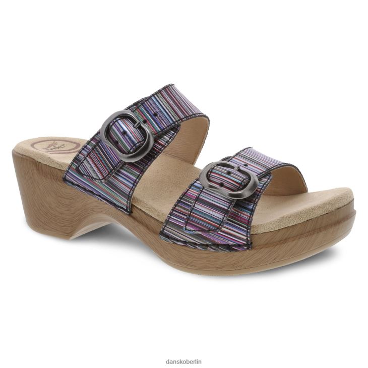 Dansko Frauen Sophie Metallic-Streifen Leder mit metallischen Streifen Sandalen L6BV60136
