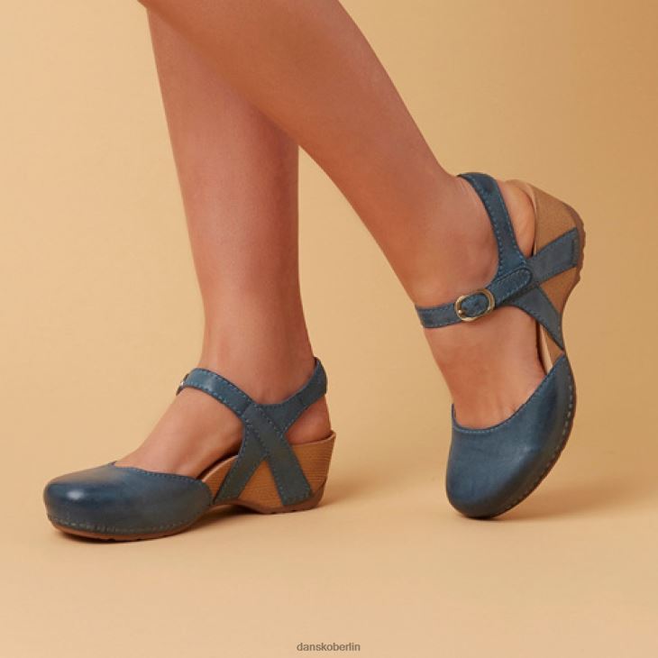 Dansko Frauen Tiffani blau gefräst brüniert Sandalen L6BV6097