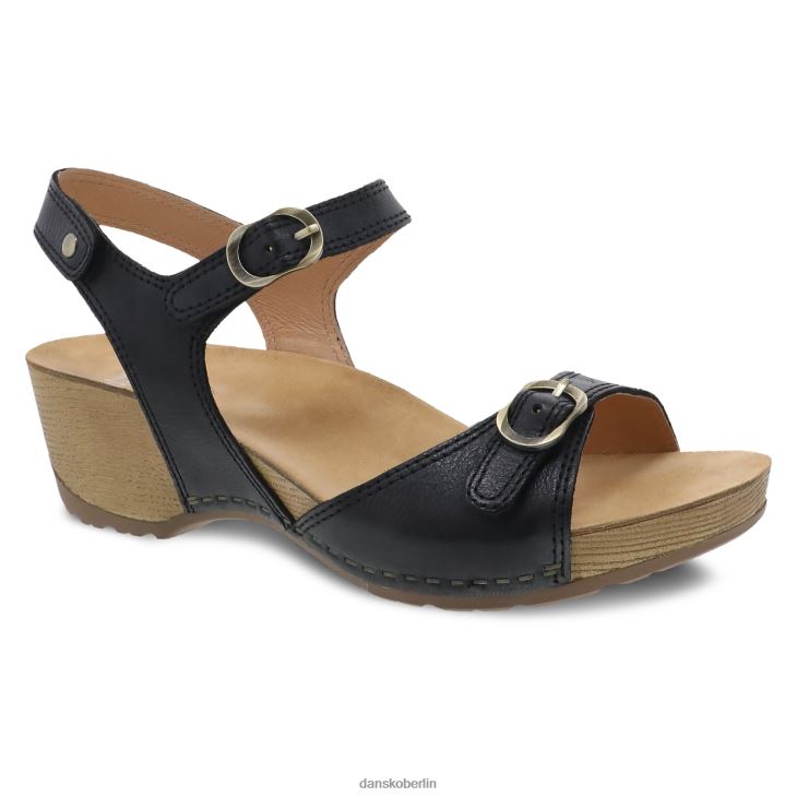 Dansko Frauen Tricia schwarz gefräst brüniert Sandalen L6BV60134
