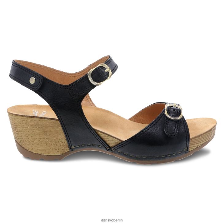 Dansko Frauen Tricia schwarz gefräst brüniert Sandalen L6BV60134