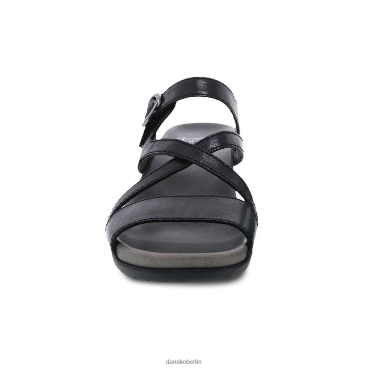 Dansko Frauen ana schwarz glasiertes Leder Sandalen L6BV60123