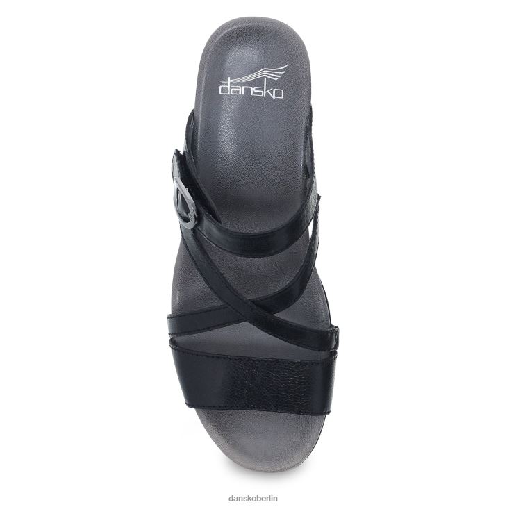 Dansko Frauen ana schwarz glasiertes Leder Sandalen L6BV60123