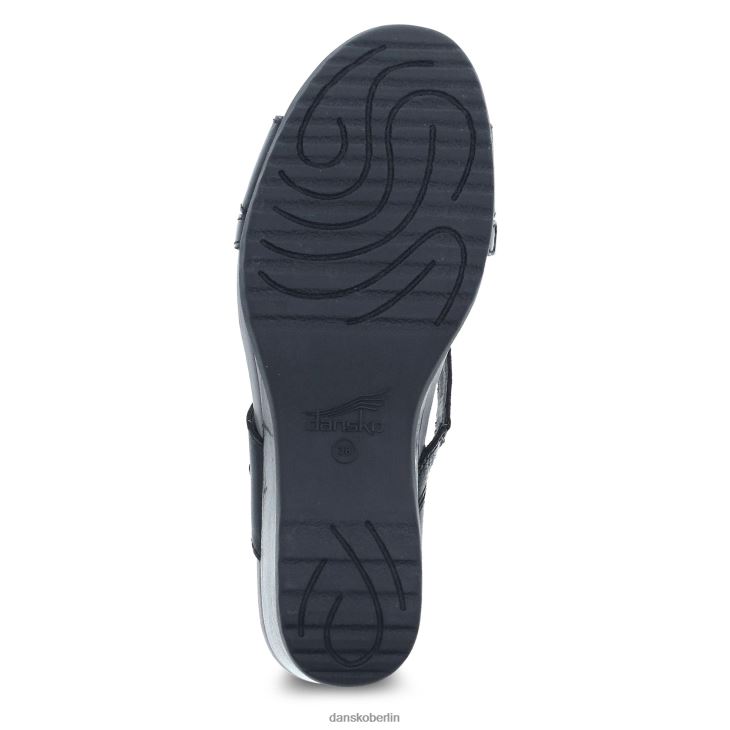 Dansko Frauen ana schwarz glasiertes Leder Sandalen L6BV60123