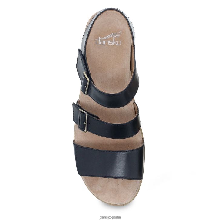 Dansko Frauen malena schwarzes, glattes Kalbsleder Sandalen L6BV6083