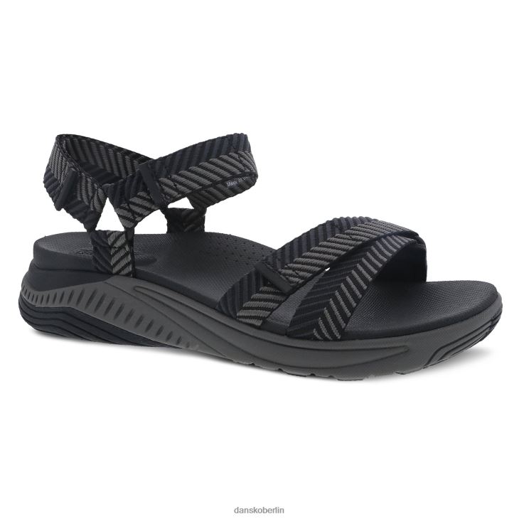 Dansko Frauen racquel schwarzes Fischgrätenmuster Sandalen L6BV6068