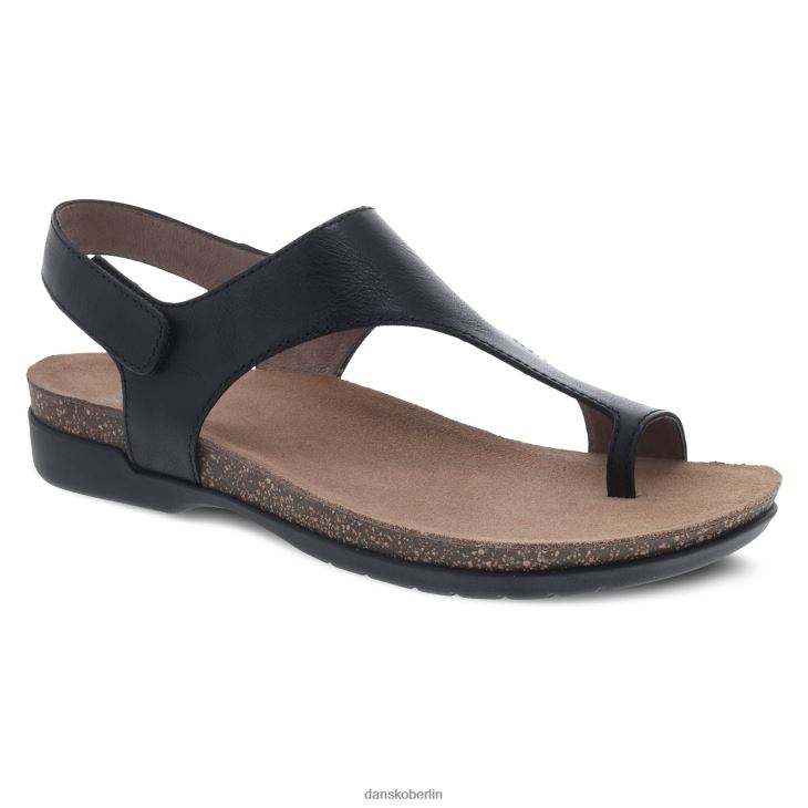 Dansko Frauen reece schwarz wachsartig brüniert Sandalen L6BV6061