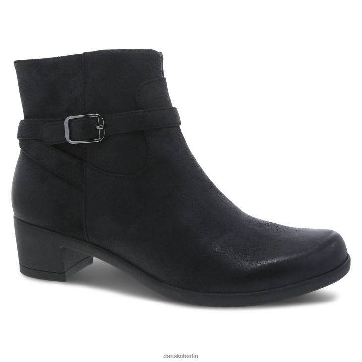 Dansko Frauen Cagney schwarzes brüniertes Wildleder Stiefel und Stiefeletten L6BV60227